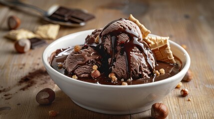 chocolate ice cream with nuts - Decadence in a Dish