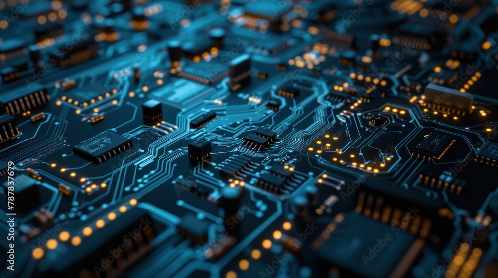 Wall mural circuit board.close-up view of advanced circuit board, technology background. motherboard digital ch