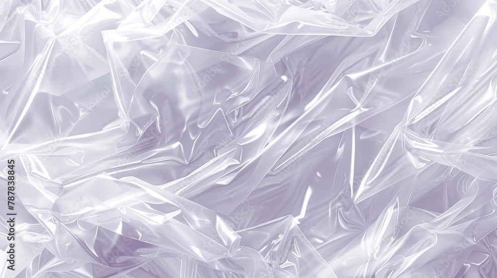 Aufkleber an isolated 3d modern mockup of a polyethylene elastic material with wrinkles isolated on a clear pl