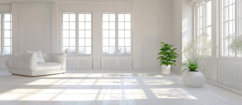 Bright white room with high resolution windows
