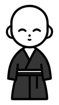 smiling monk in black robe clip art preview