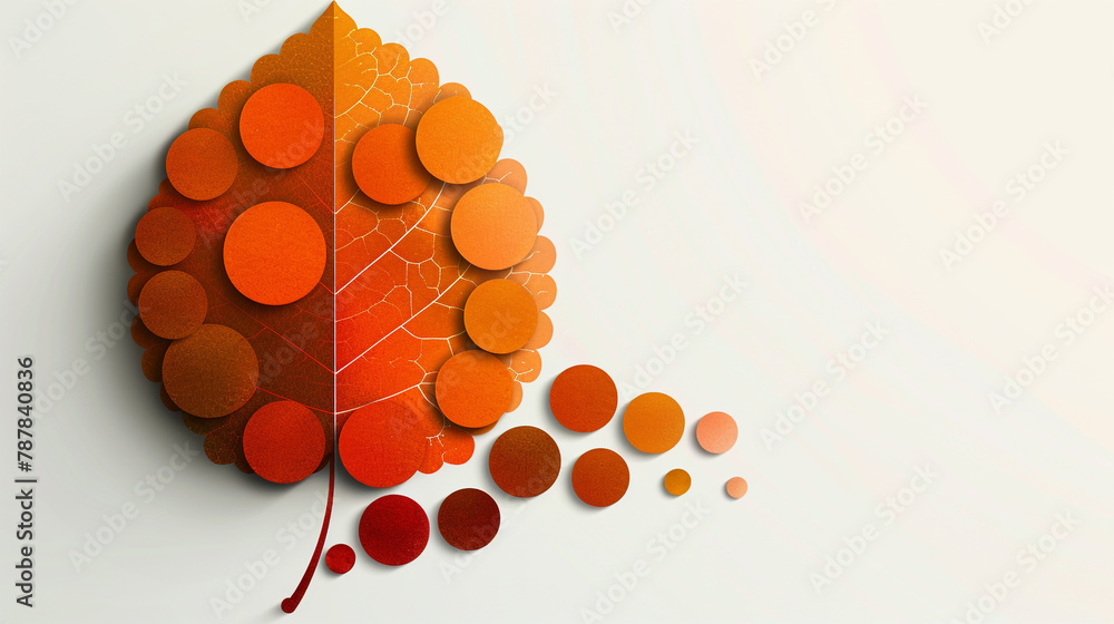 Poster gradient circles create abstract fall leaf, warm orange shadows.