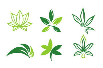 Abstract canabis or cannabis marijuana logo vector set collection - obrazy, fototapety, plakaty