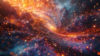 A beautiful space nebula with glowing stars and a black hole. - obrazy, fototapety, plakaty
