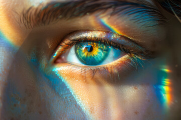 Macro Eye Photography Capturing Rainbow Reflections