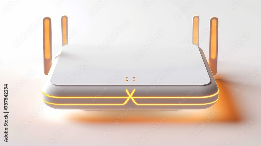 Poster the modern realistic mockup of an ethernet router is isolated on a white background with a wireless 