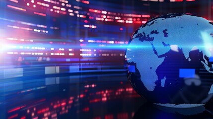 3D World News Background, digital world breaking news Studio Background for news report and breaking news on world live report