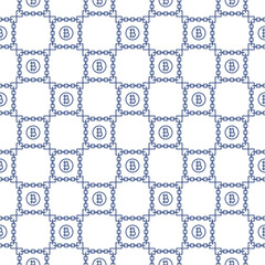 Bitcoin Blockchain Technology vector Cryptocurrency outline seamless pattern - 787842294