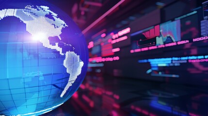3D World News Background, digital world breaking news Studio Background for news report and breaking news on world live report