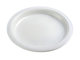 Empty white plate isolated on transparent background