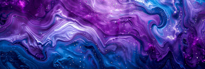 Cosmic Swirls in Shades of Purple and Blue with Sparkling Stars