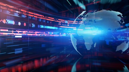 3D World News Background, digital world breaking news Studio Background for news report and breaking news on world live report