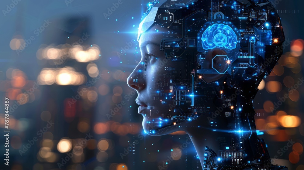 Poster ai (artificial intelligence) concept. deep learning.