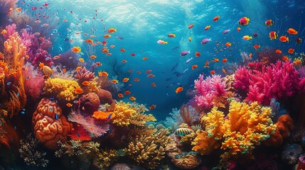 Coral reef with tropical fish,Incredible and amazing coral reefs full of multi colored fish and sea creatures, like an underwate