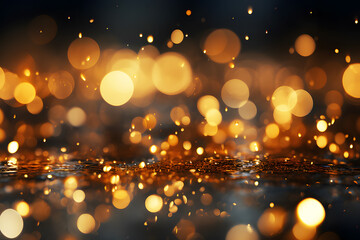 Fototapeta na wymiar Holographic yellow, gold backlight falling in at night on blur background. Abstract Texture Background. Beautiful effect light sparkling meteors. Realistic clipart template pattern. 