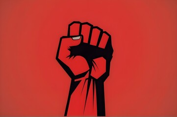 Raised fist hand symbol Background with copy space, Celebrate May 1st international workers' day , Labour day.