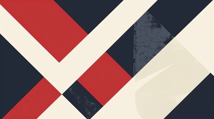Retro-modern composition with intersecting geometric shapes in white, ruby, and navy blue, offering a trendy backdrop for hipster banners