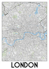 London, UK map poster art