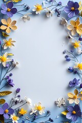 Elegant Floral Frame with Vibrant Botanical Blooms on Inviting Background