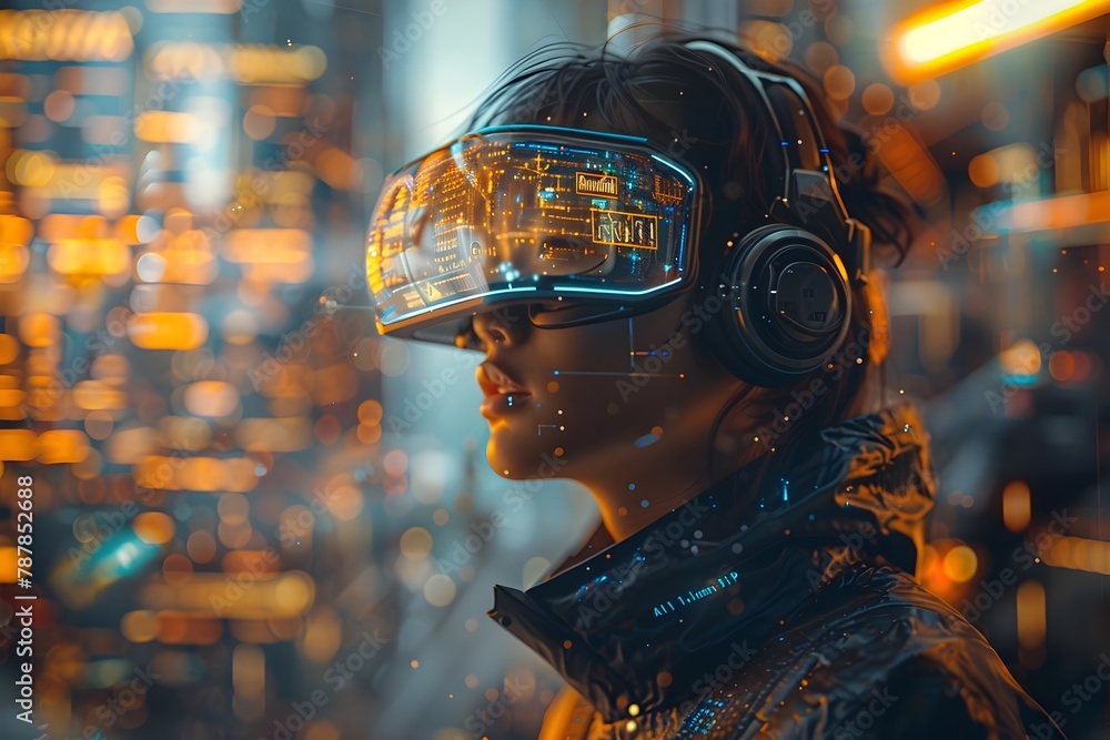 Poster envisioning a bright and immersive future with mixed reality and advanced technological interfaces