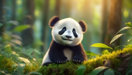 A Baby Panda In The Tropical Forest
