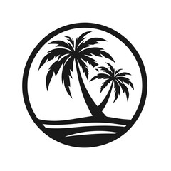 Fototapeta na wymiar Palm tree isolated on white background. Palm silhouette. Design of palm trees for posters, banners and promotional items. Vector illustration 