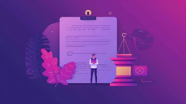 Terms and conditions landing page. Privacy policy, user agreement business concept. Man signing document, law compliance, standard for quality control Line art flat modern web banner.