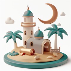 A simplified 3D design for the holy month of Ramadan