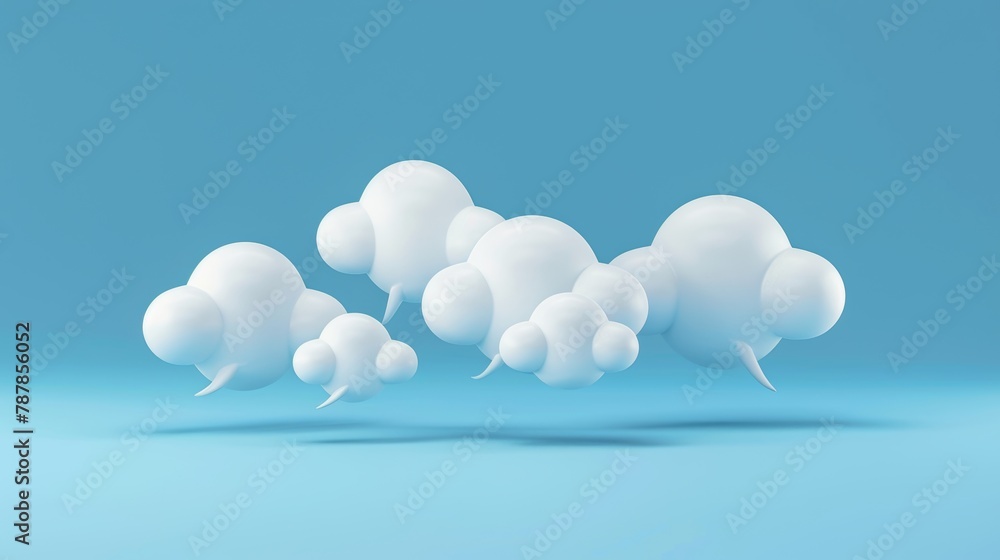Poster isolated speech bubbles with white chat icons for example of communication and thinking. thought clo