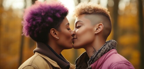A tender moment captured between two black lesbian girls - Powered by Adobe