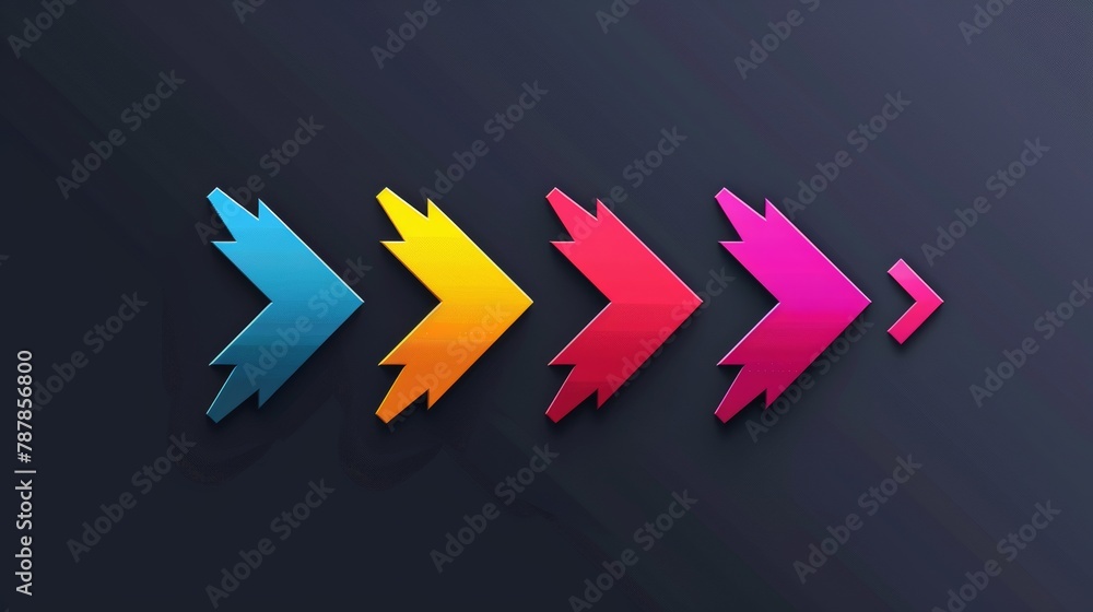 Poster infographic flow chart design template with five colored arrows arranged in a horizontal row. concep