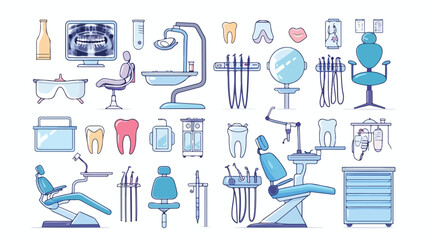 Fototapeta na wymiar Dental care dentistry hospital equipment illustration