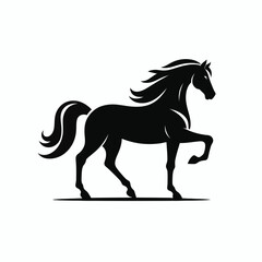 horse silhouette vector illustration White Background, icon, farm animal Template
