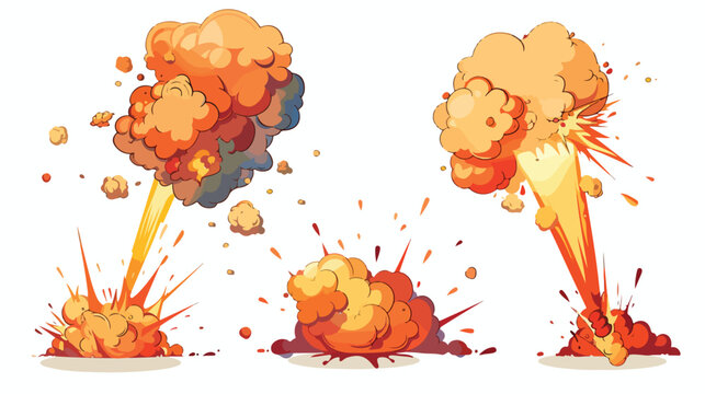 Explode animation effect. Vector cartoon explosion