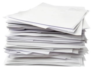 PNG A stack of white paper sheets document text.