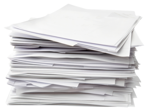 PNG A stack of white paper sheets document text.