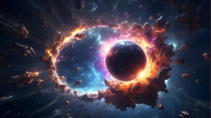 Fantastic background hd teleportation explosion in space - obrazy, fototapety, plakaty