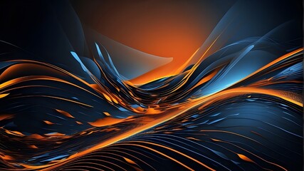 Abstract high definition desktop wallpaper. Shining crossing lines with orange and blue highlights form a vector motif. - obrazy, fototapety, plakaty