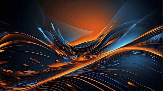 Abstract high definition desktop wallpaper. Shining crossing lines with orange and blue highlights form a vector motif.