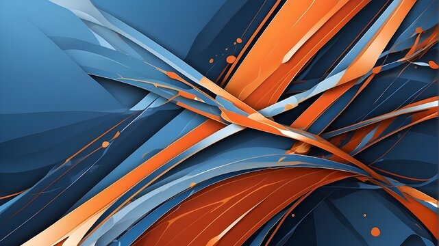 Abstract high definition desktop wallpaper. Shining crossing lines with orange and blue highlights form a vector motif.