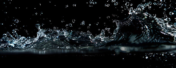 Splashing water on a black background. water splash refreshing black background