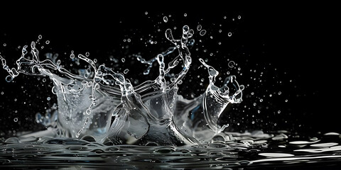 Splashing water on a black background. water splash refreshing black background