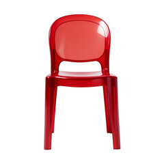 Red plastic chair isolated on white background, a comfortable seat for office or home decor.