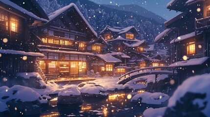 Obraz premium 冬の温泉旅館4