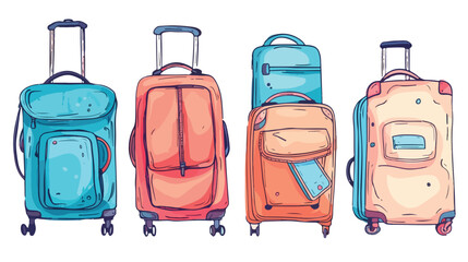 Four luggage bags suitcases neck pillow baggage travel
