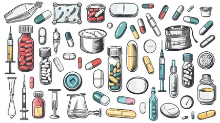 Four Medical equipment Drugs pills capsules inhaler 
