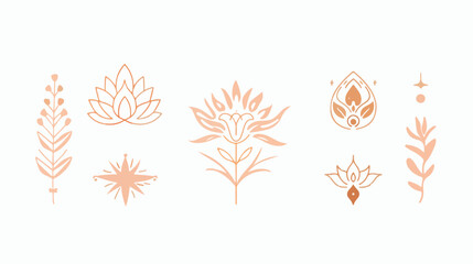 Four simple elegant and bohemian icons. Pre-made logo