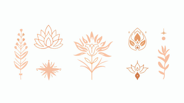 Four simple elegant and bohemian icons. Pre-made logo