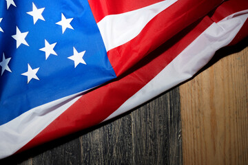 Closeup view of the American flag - obrazy, fototapety, plakaty