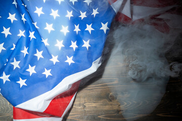 Closeup view of the American flag - obrazy, fototapety, plakaty